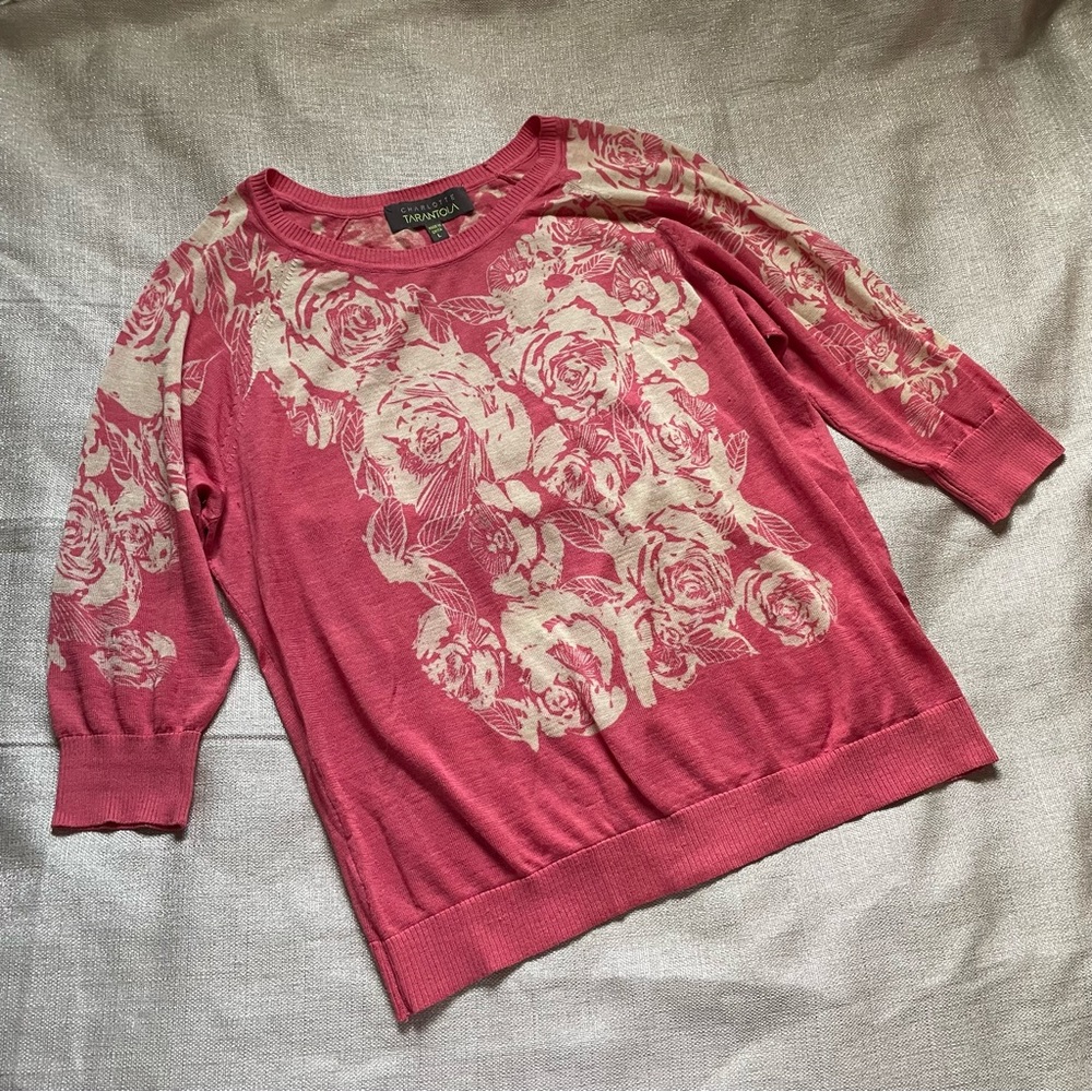 Charlotte Tarantola Pink and Beige Cardigan Large